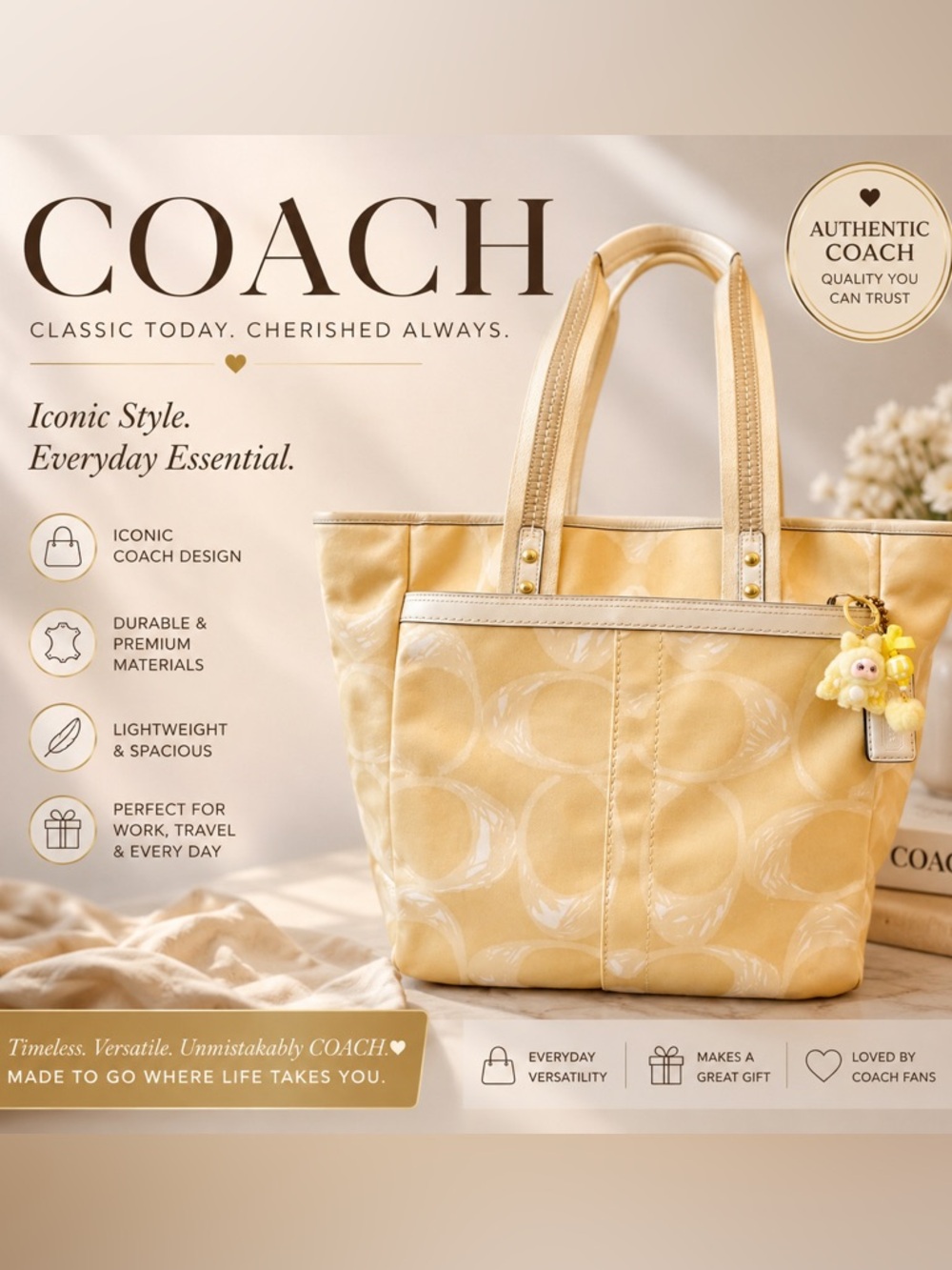 Coach Yellow Tote with Charm
